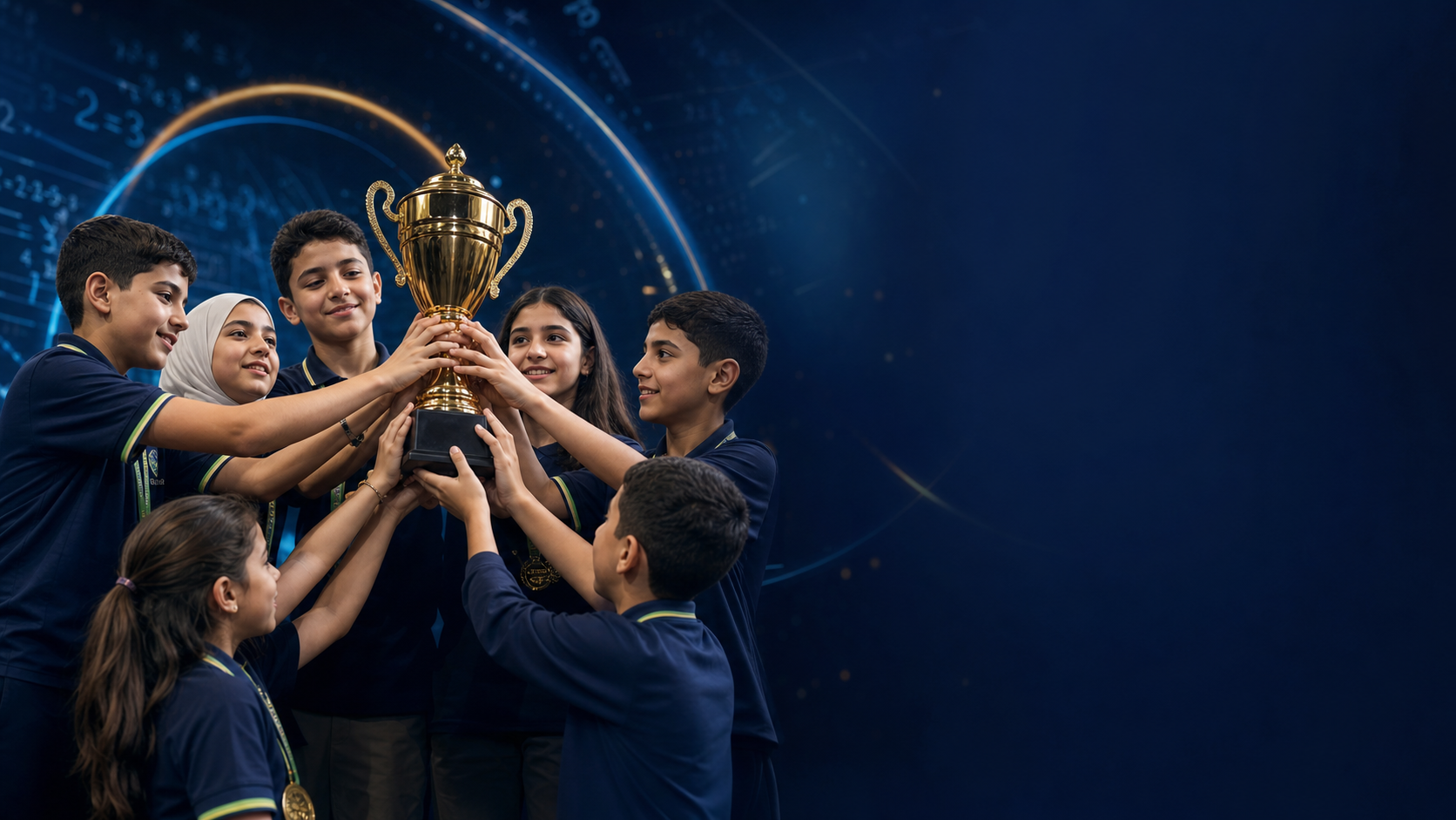 طلاب الحساب الذهني يحتفلون بكأس البطولة